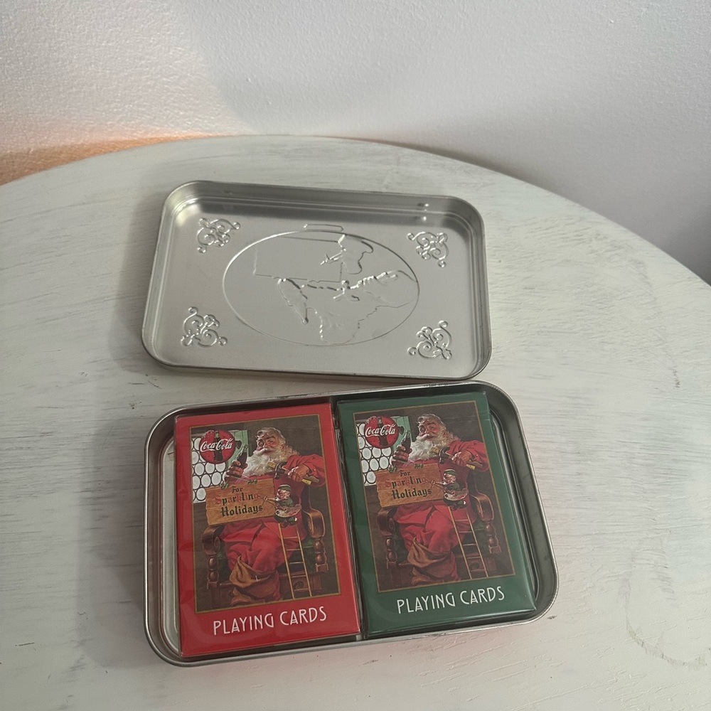 VINTAGE 1998 COCA-COLA CHRISTMAS NOSTALGIA PLAYING CARDS SET OF 2 - UNOPENED